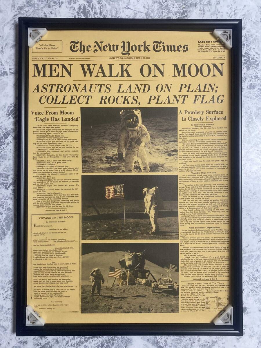 「ニューヨーク・タイムズ/アポロ11号の月面着陸　レトロ調 ポスター」 tface-g 【タグ：グッズ、インテリア、映画】AM11　3_画像1