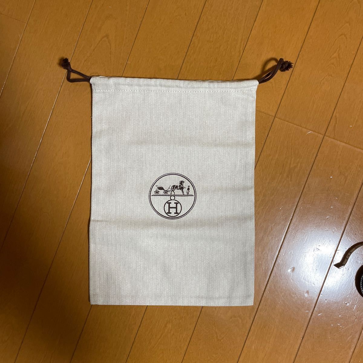 エルメス HERMES 巾着 セット 保存袋 ヘリンボーン 袋 布袋 32cm×24cm / 34cm×17cmの画像3