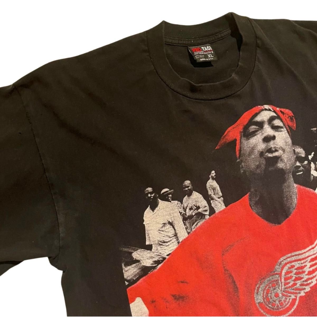 90s 2pac Tシャツ ブラック ラッパー バンティー ヴィンテージ XL コットン バンT 半袖 カットソー トゥーパック