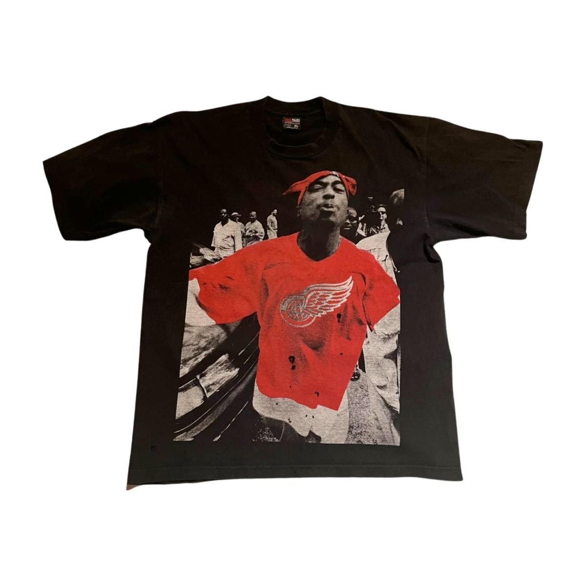 90s 2pac Tシャツ ブラック ラッパー バンティー ヴィンテージ XL コットン バンT 半袖 カットソー トゥーパック