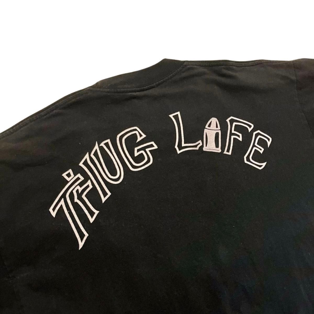 90s 2pac Tシャツ ブラック ラッパー バンティー ヴィンテージ XL コットン バンT 半袖 カットソー トゥーパック