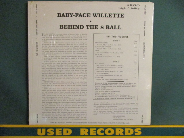 Baby-Face Willette ： Behind The 8 Ball LP (( 60's Organ Soul Jazz / 落札5点で送料当方負担_画像2