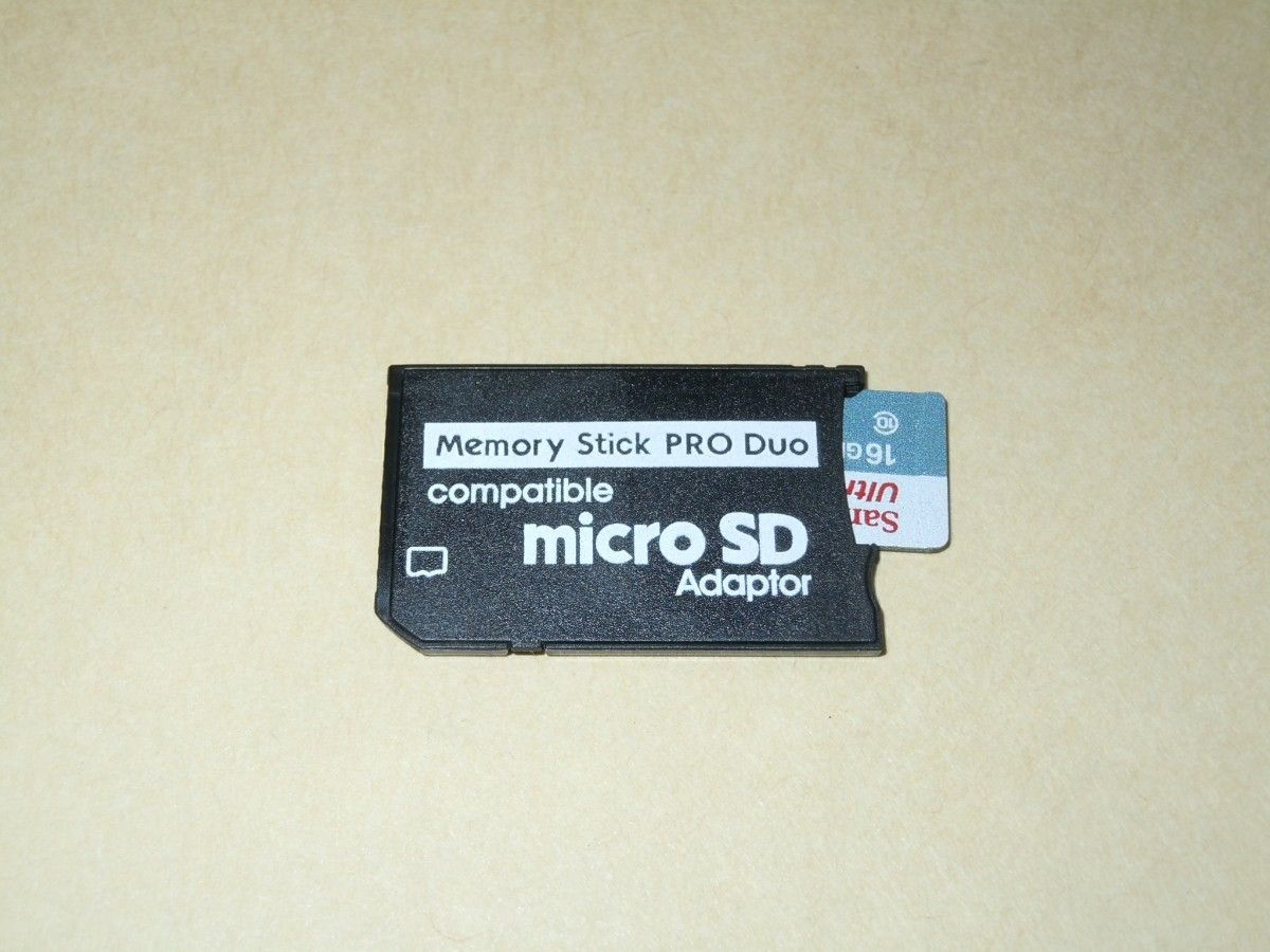 メモリースティックPRO Duo 変換アダプターと【１６ＧＢ】microSDカード・・◆中古動作品