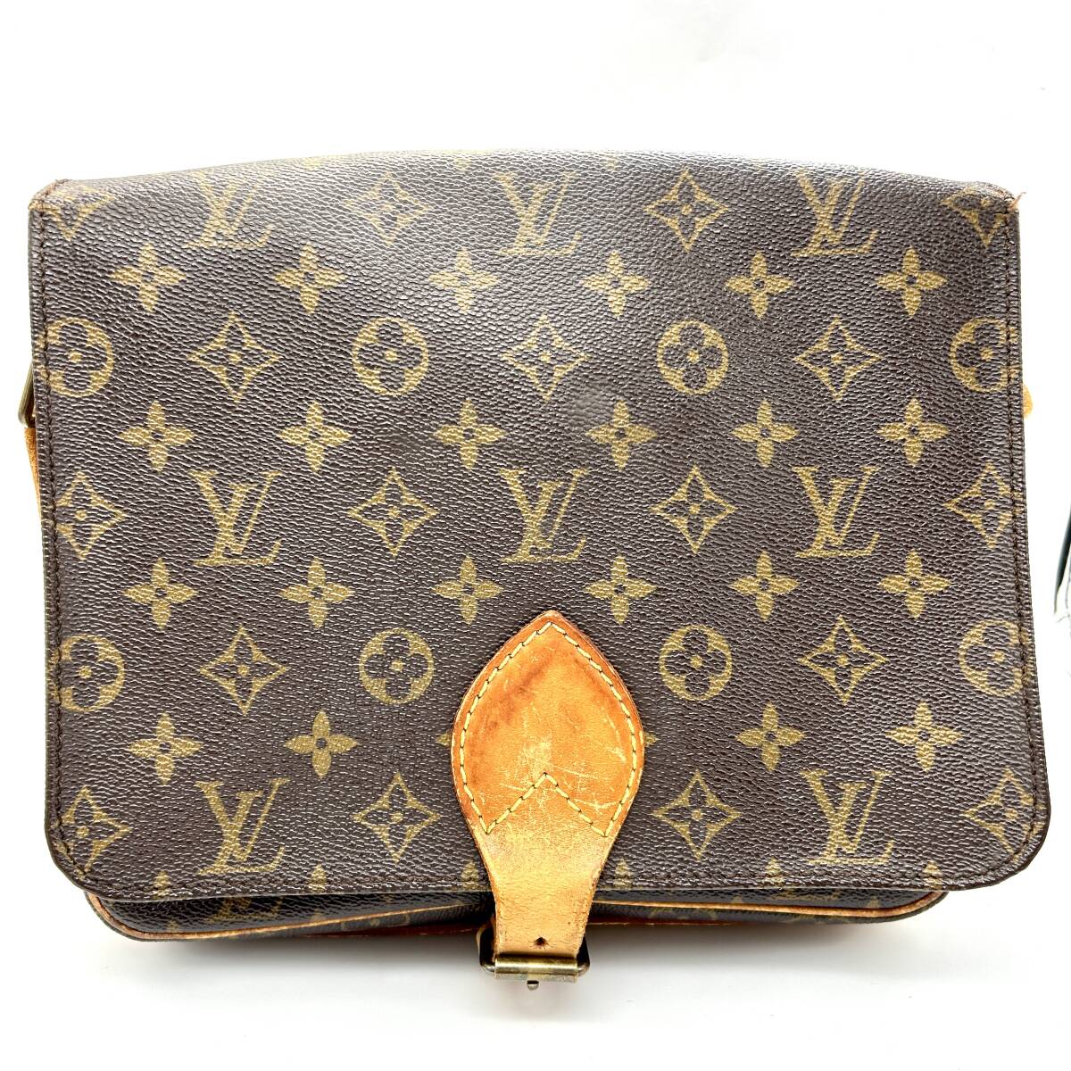 TY1042■ LOUIS VUITTON LV ルイヴィトン カルトシエール GM 884SL モノグラム ショルダーバッグ レザー ブラウン ※ショルダー切れ有り_画像2