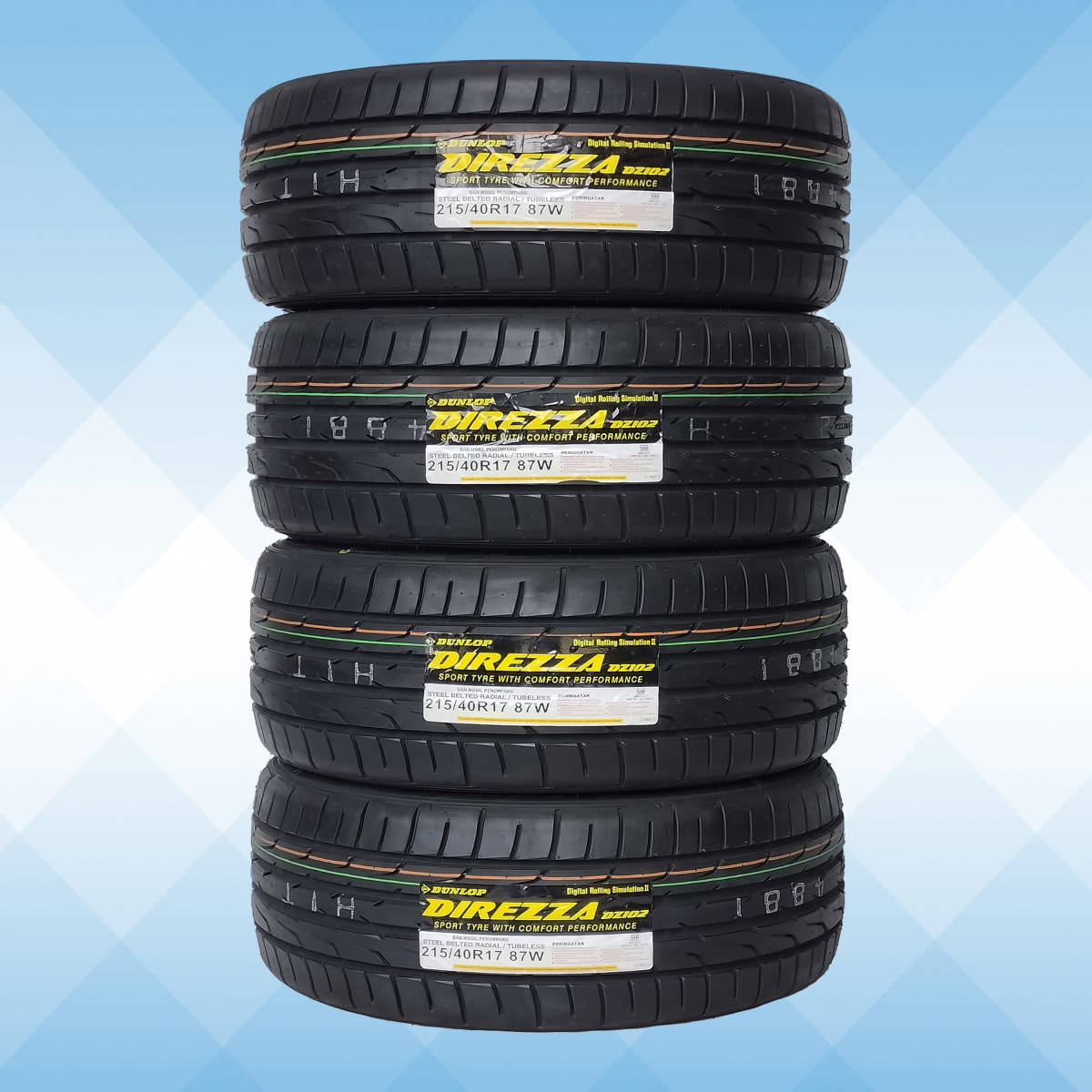 215/40R17 87W XL DUNLOP ダンロップ ディレッツァ DIREZZA DZ102 23年製 送料無料 4本セット税込 \47,200より 1の画像1