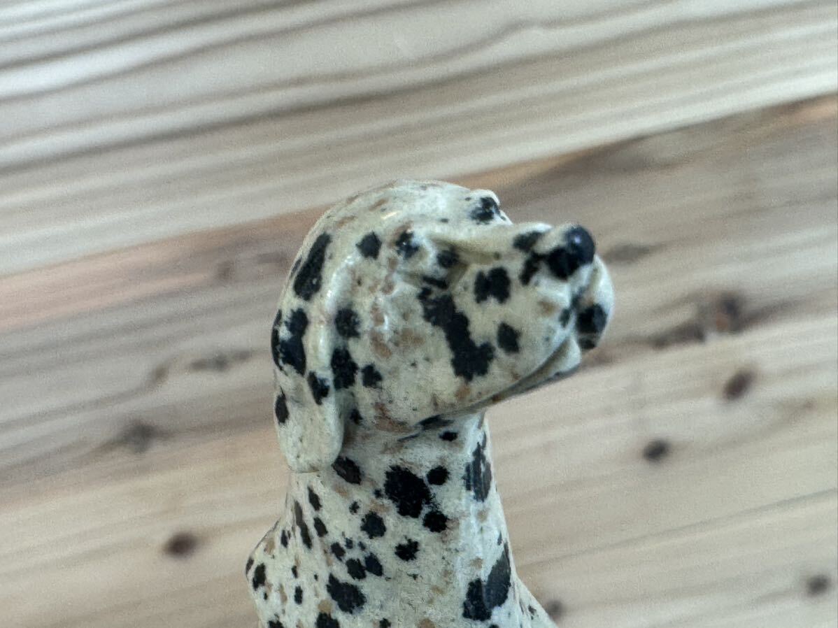 ☆ 天然石 ダルメシアン ラブラドライト クオーツクリスタル石彫りの置物 犬 全長約8cm☆の画像7