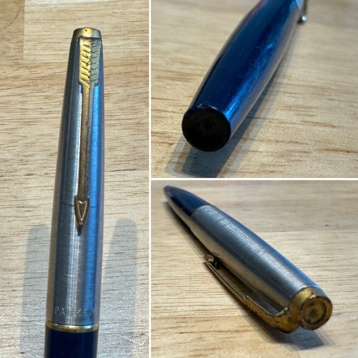 ☆PARKER パーカー 万年筆☆PARKER 45 MADE IN U.S.A. シルバー×ゴールド×ダークブルー☆筆記用具 文房具 ☆の画像4