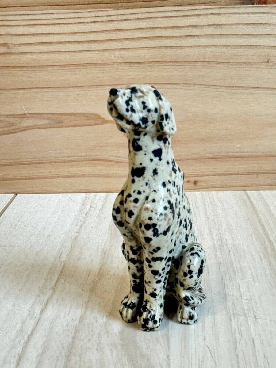 ☆ 天然石 ダルメシアン ラブラドライト クオーツクリスタル石彫りの置物 犬 全長約8cm☆の画像2