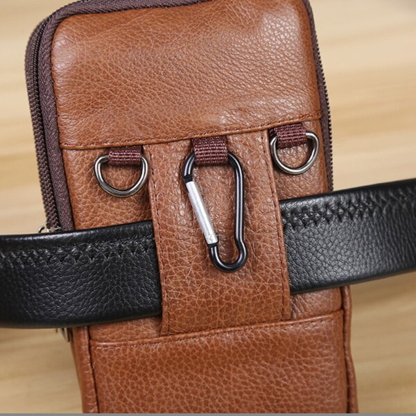  including carriage 1 jpy ~ original leather smartphone bag belt pouch shoulder bag 2WAY dark brown 