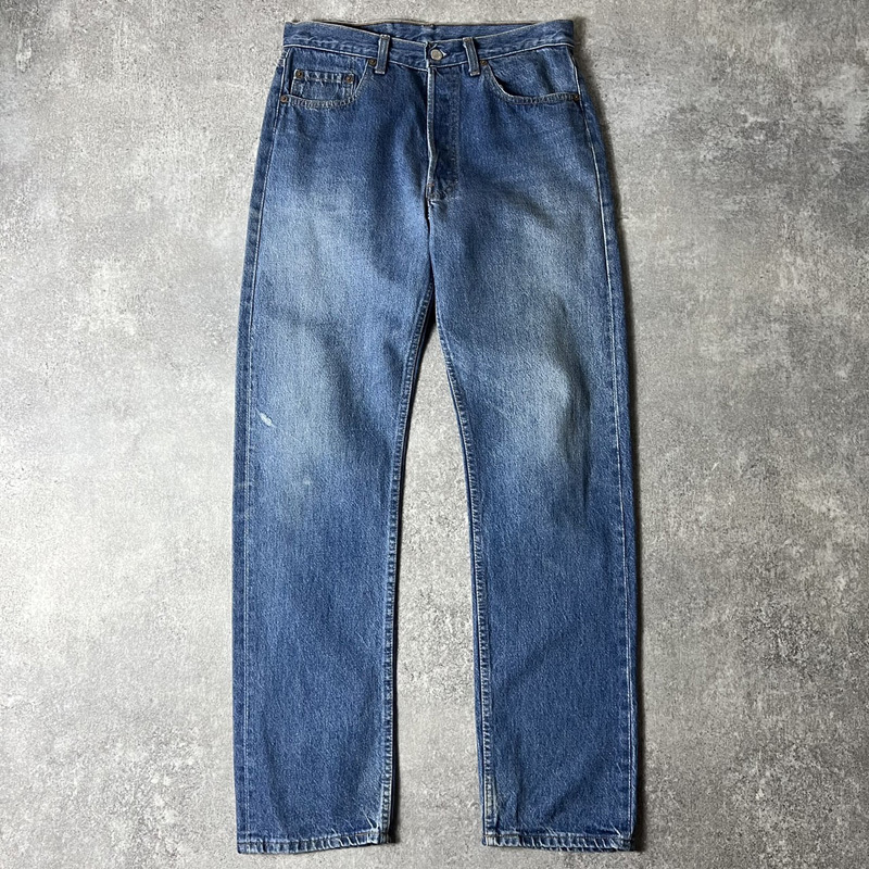 90s USA製 Levis 501 デニム パンツ 33 34 / 90年代 アメリカ製 オールド リーバイス ジーンズ ジーパン ストレート 脇割り_画像1