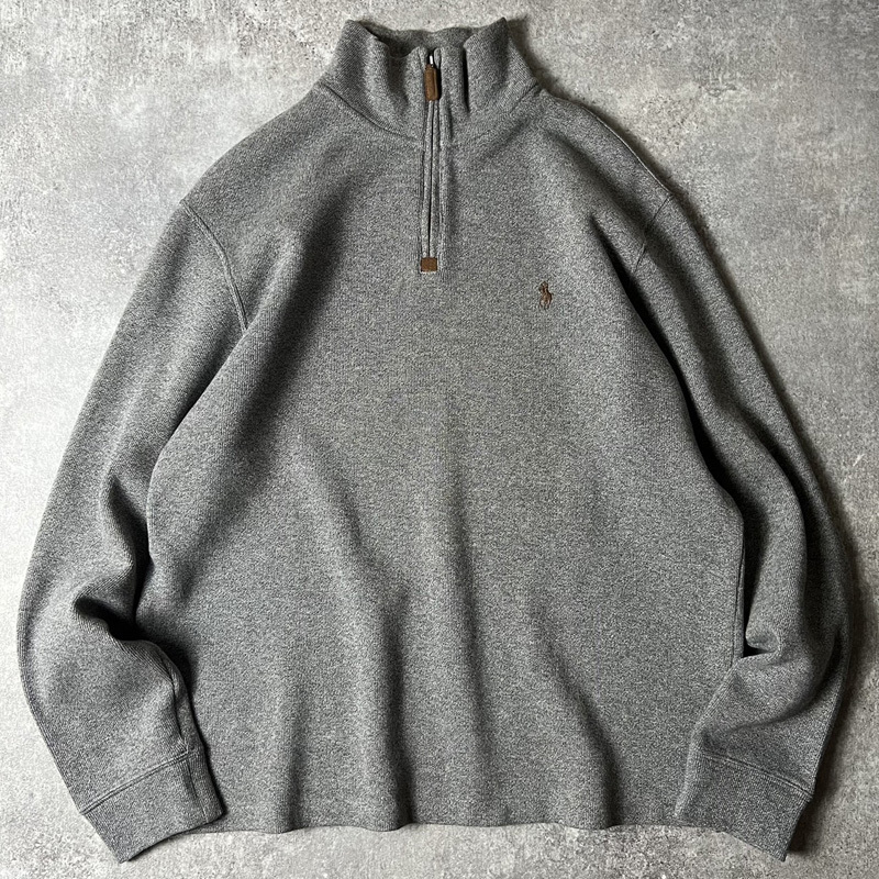 Polo Ralph Lauren Half -Zip пуловер -вязаный тренажер M / Polo Ralph Lauren Sweat Grey