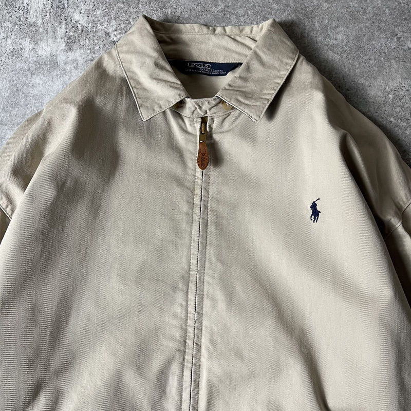 90s USA製 POLO RALPH LAUREN コットン スイングトップ ジャケット M / 90年代 アメリカ製 オールド ポロ ラルフローレン チンストラップ_画像2