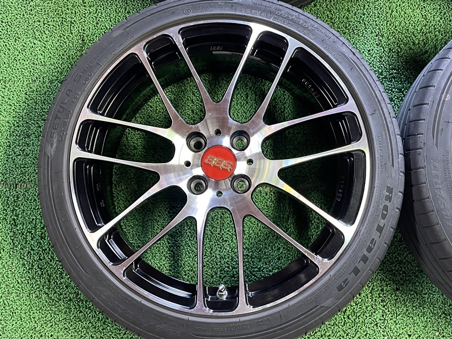 美品 BBS RE-L2 RE5029 17×7J ET＋48 PCD100 4穴 BKD 鍛造 正規品 PFS 195/45R17 RE5011 コンパクト ロードスター アクア フィット ヤリスの画像3