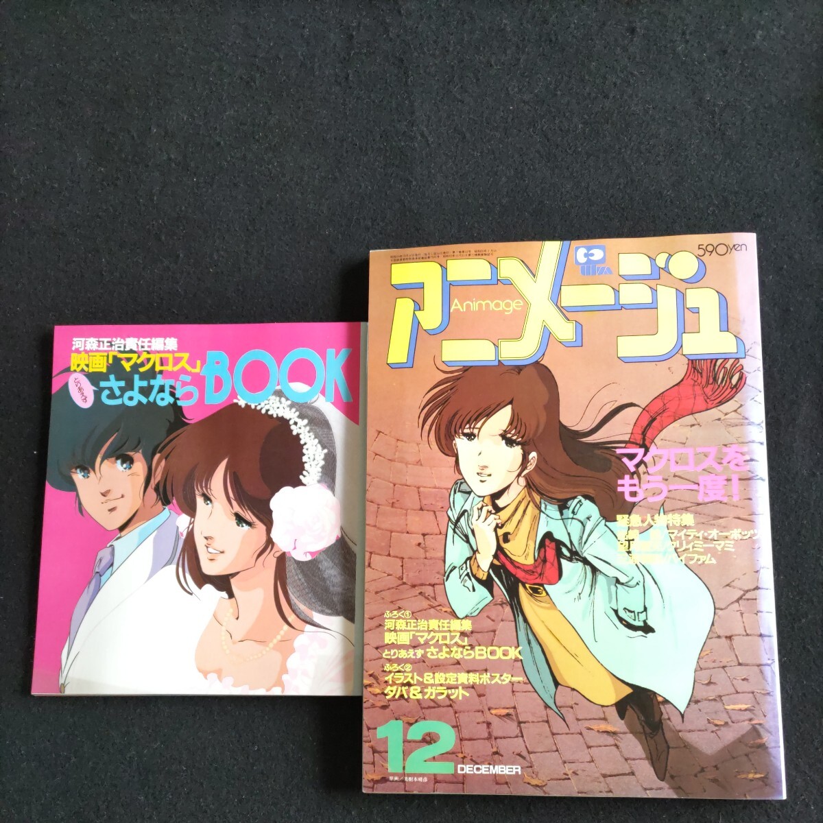 アニメージュ▲1984年12月号▲ふろく①映画「マクロス」とりあえず さよならBOOK、ふろく②イラスト＆設定資料ポスター ダバ＆ガラット_画像1