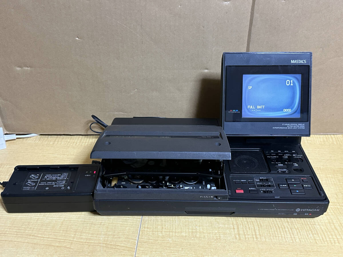 【起動、蓋開けOK ACアダプター(VM－AC61)付】HITACHI 日立 VT-LC50 テレビ付ビデオデッキ 1989年製 レトロの画像1