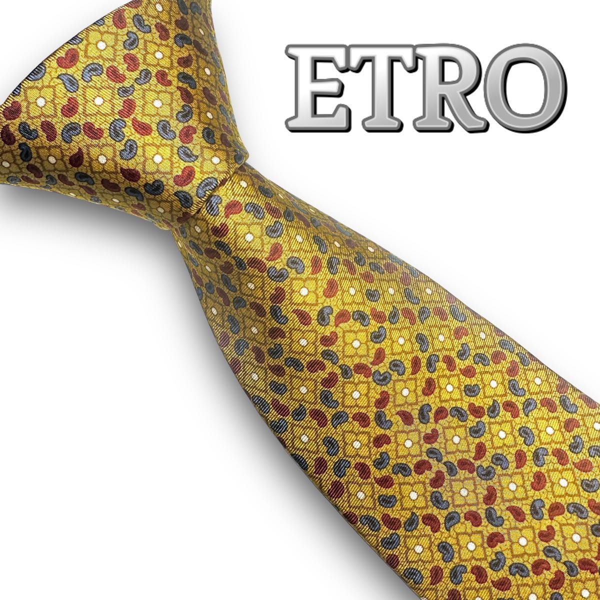 エトロ　ETRO 総柄　高級シルクネクタイ　イタリア製