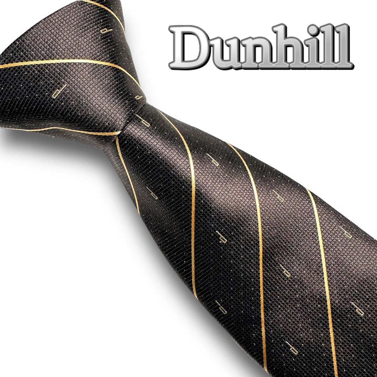 【美品】dunhill ダンヒル　dロゴ総柄　イングランド製　高級シルクネクタイ