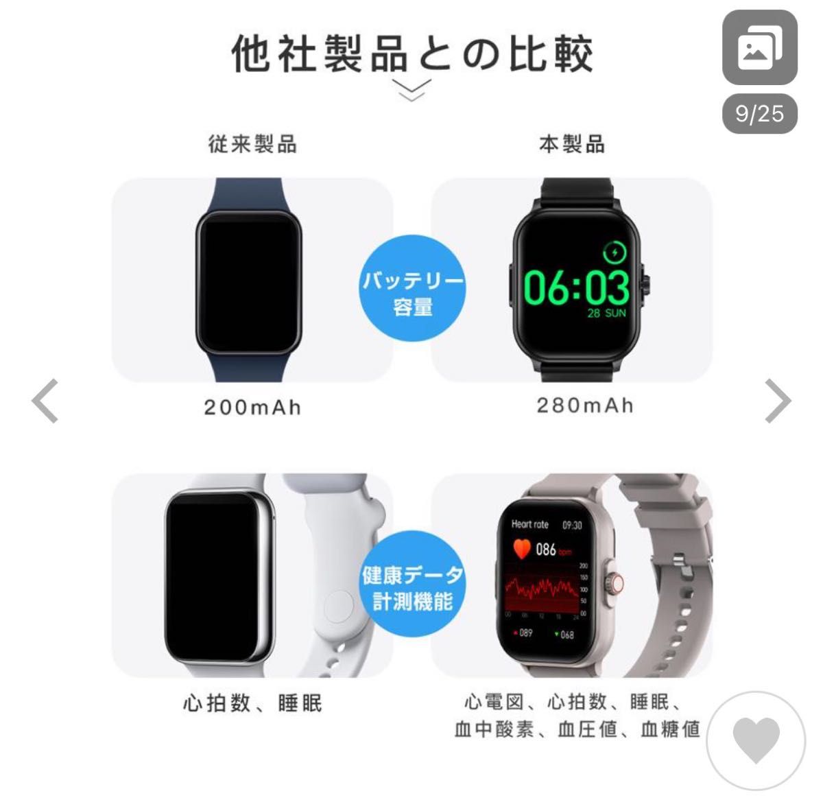 通話可能 着信通知 iphone android LINE対応 活動量計 心拍計 血圧計 IP67防水 日本語説明書 女性生理周期