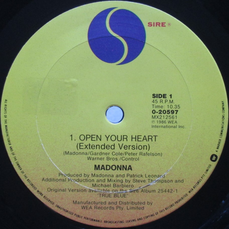 ◇12：AUSTRALIA◇ MADONNA / OPEN YOUR HEARTの画像3