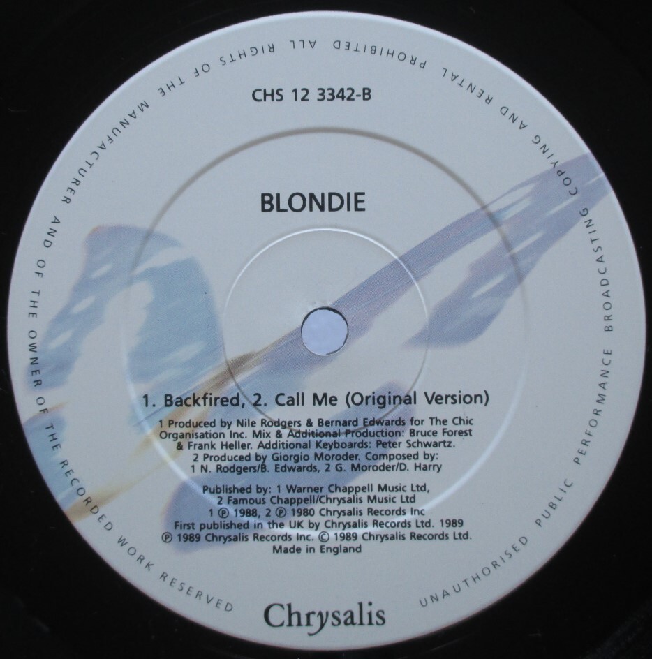 ◇12：UK◇ BLONDIE / CALL ME (THE BEN LIBRAND REMIX/ORIGINAL VER. )_画像4