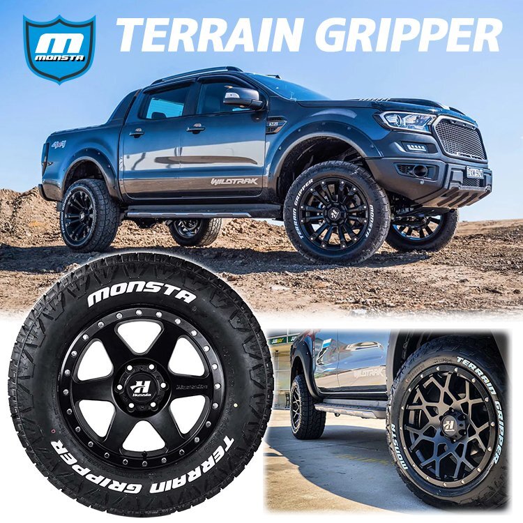 4/10入荷予定 MONSTA TERRAIN GRIPPER 225/55R18 225/55-18 102H RWL レイズドホワイトレター オールテレーン AT A/T ブロックタイヤの画像2