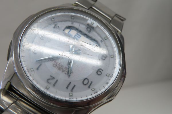 6034/dt/03.16 CASIO 腕時計 ウェーブセプター 電波ソーラー WVA-M630 ワールドタイム 5気圧防水 メンズ シルバー（91687）_画像10