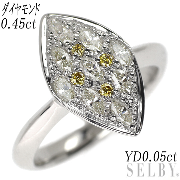 Pt900 ダイヤモンド イエローダイヤ リング 0.45ct YD0.05ct SELBY_画像1