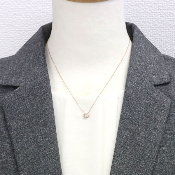 ポンテヴェキオ K10PG ダイヤモンド ペンダントネックレス 0.10ct ハート 出品2週目 SELBY