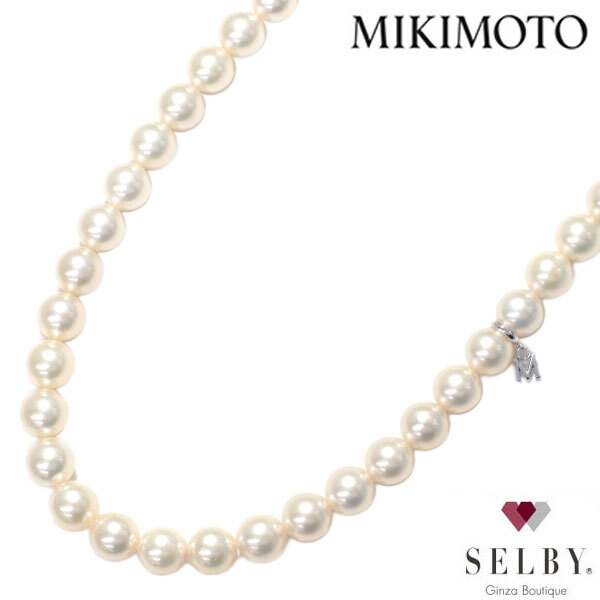  Mikimoto K18WG pearl / pearl necklace 8.5mm~9.0mm 39.5cm{se ruby Ginza shop }[S+ as good as new regular shop . burnishing ][ used ]