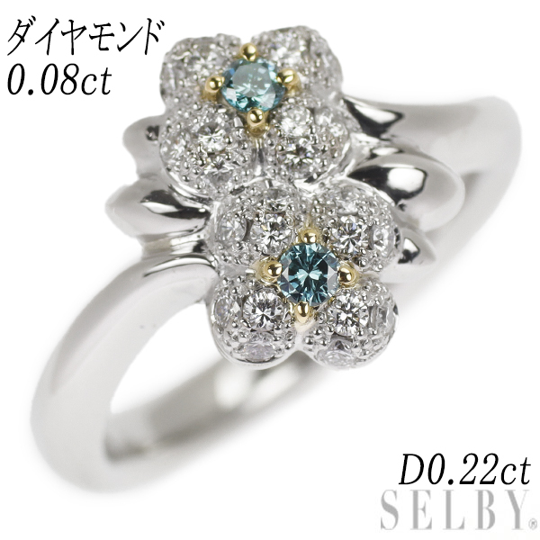 Pt900/ K18YG diamond ring 0.08ct D0.22ct flower new arrival exhibition 1 week SELBY
