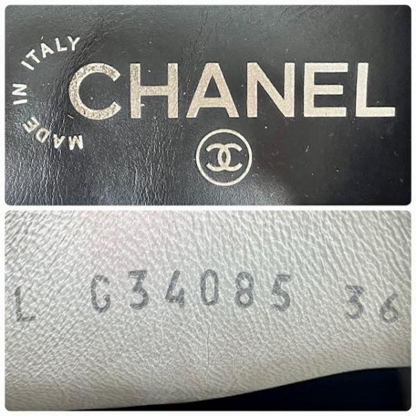 仙13 CHANEL スニーカー G34085 ココマーク 23.0cm相当 レザー ブラックカラー レディース シューズ シャネル_画像9