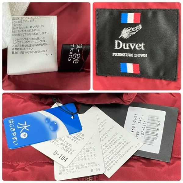 仙11【新品未使用】noa-ge Duvet ショートダウンジャケット Lサイズ レッドカラー レディース 撥水加工 フェイクファー ノアジェ デェベ 赤_画像7