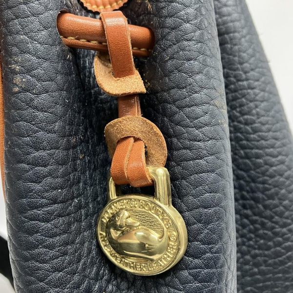 仙15　DOONEY＆BOURKE リュックサック レザー ネイビーカラー ブラウンカラー ドゥニーアンドバーク 保存袋付き タッセル 巾着型_画像6