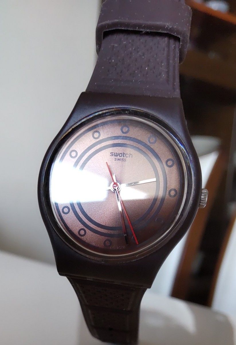 スイス製 スウォッチ 腕時計 板チョコ模様 チョコ チョコレート デザイン スイス限定デザイン？ ブラウン 未使用品 swatch