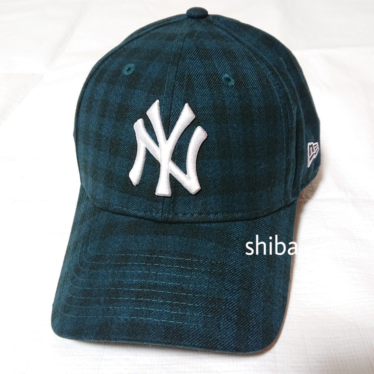 NEW ERA ニューエラ 正規品 キャップ 帽子 緑 グリーン 黒 フランネル チェック ヤンキース NY MLB ユニセックス