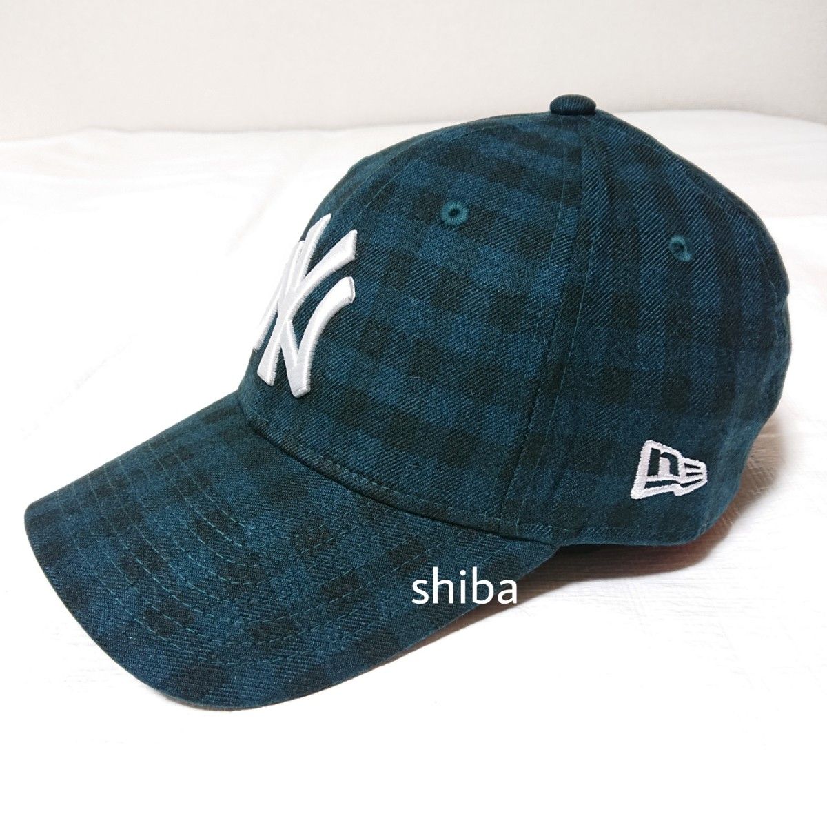 NEW ERA ニューエラ 正規品 キャップ 帽子 緑 グリーン 黒 フランネル チェック ヤンキース NY MLB ユニセックス