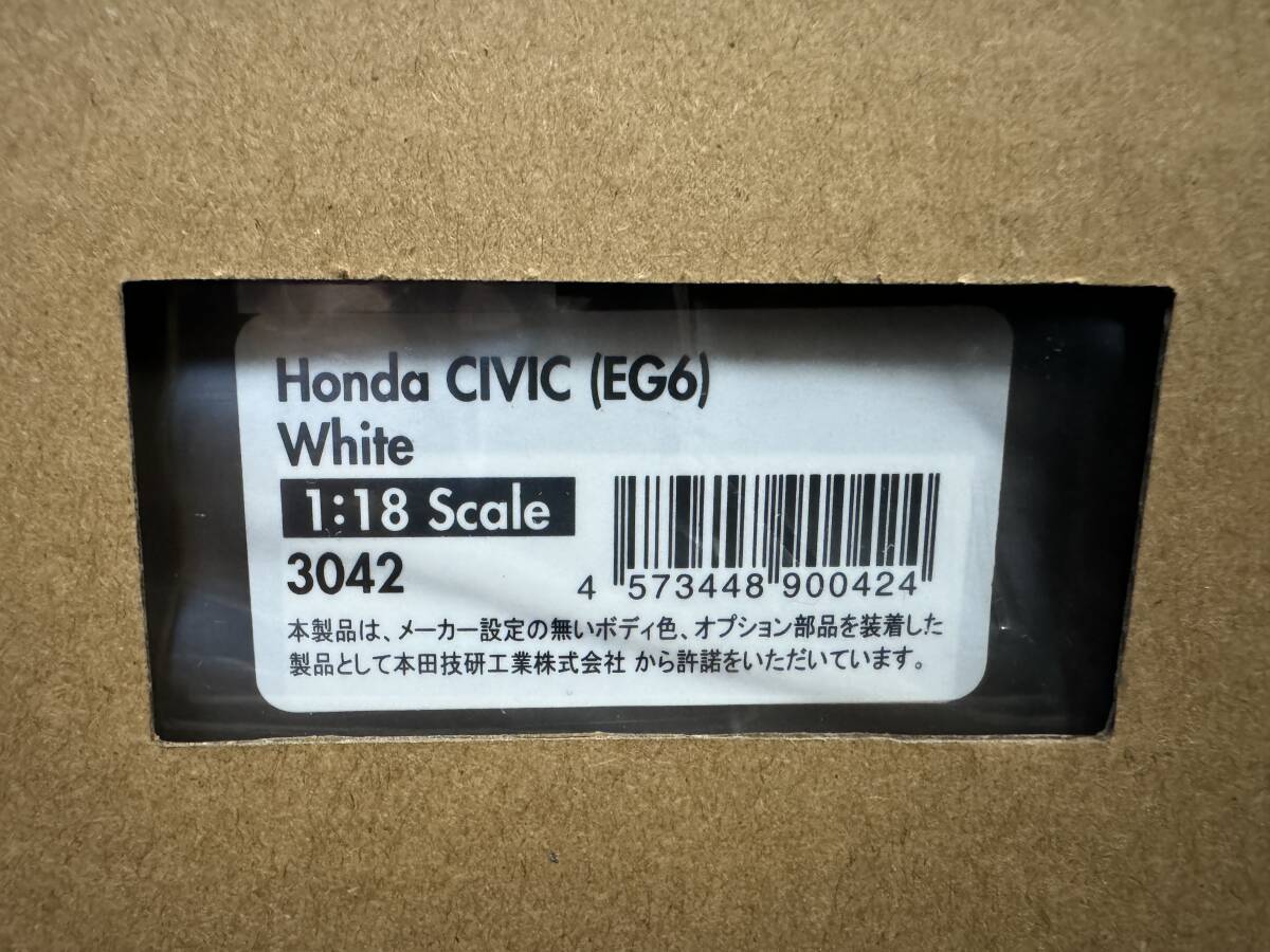 イグニッションモデル ig1/18 ホンダ シビック EG6 ホワイト Honda CIVIC (EG6) White ignition model IG3042の画像1