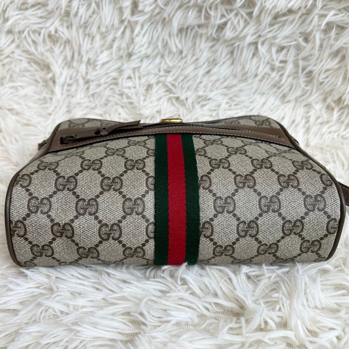 美品GUCCI シェリーライン ショルダーバッグ PVC オールドグッチ GG 柄　カメラバッグ　ポシェット ヴィンテージ　