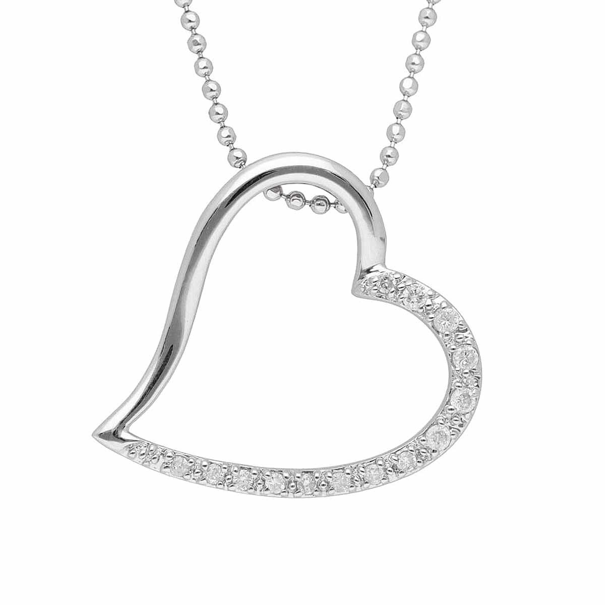 新版 ダイヤモンド(0.15ct)ハートモチーフ ペンダント ホワイトゴールド【送料無料】【中古】23110356 WG K18 750 ネックレス その他