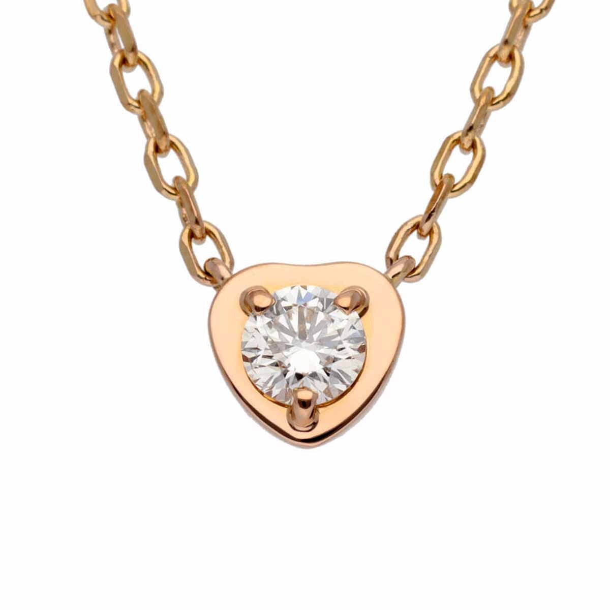 Cartier Cartier diamond ( approximately 0.14ct)tia man reje Heart necklace B7059400 K18 PG