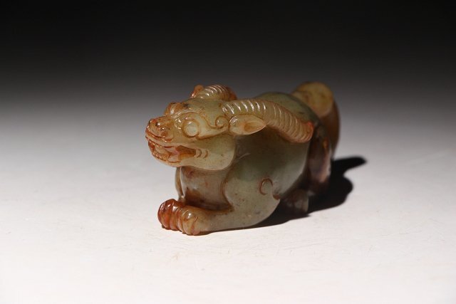 実業家コレクト放出　270　和田玉貔貅　寸法約11.6cmx約4.6cm　(検)神獣 古玉彫刻 置物 唐物 中国美術 古玩_画像3