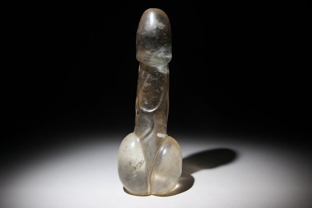 ☆皇帝☆水晶男根　全長約25.2cm　重量約1464g　(検)彫刻 珍石 珍宝 子孫繁栄 子宝 縁起物 中国美術 古玩_画像4