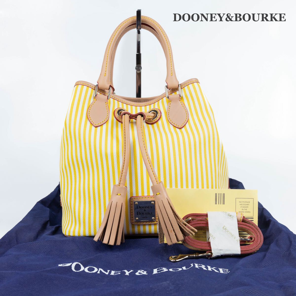 【DOONEY&BOURKE】ドゥーニーアンドバーク　2way　巾着バッグ　未使用　ストライプ　イエロー_画像1
