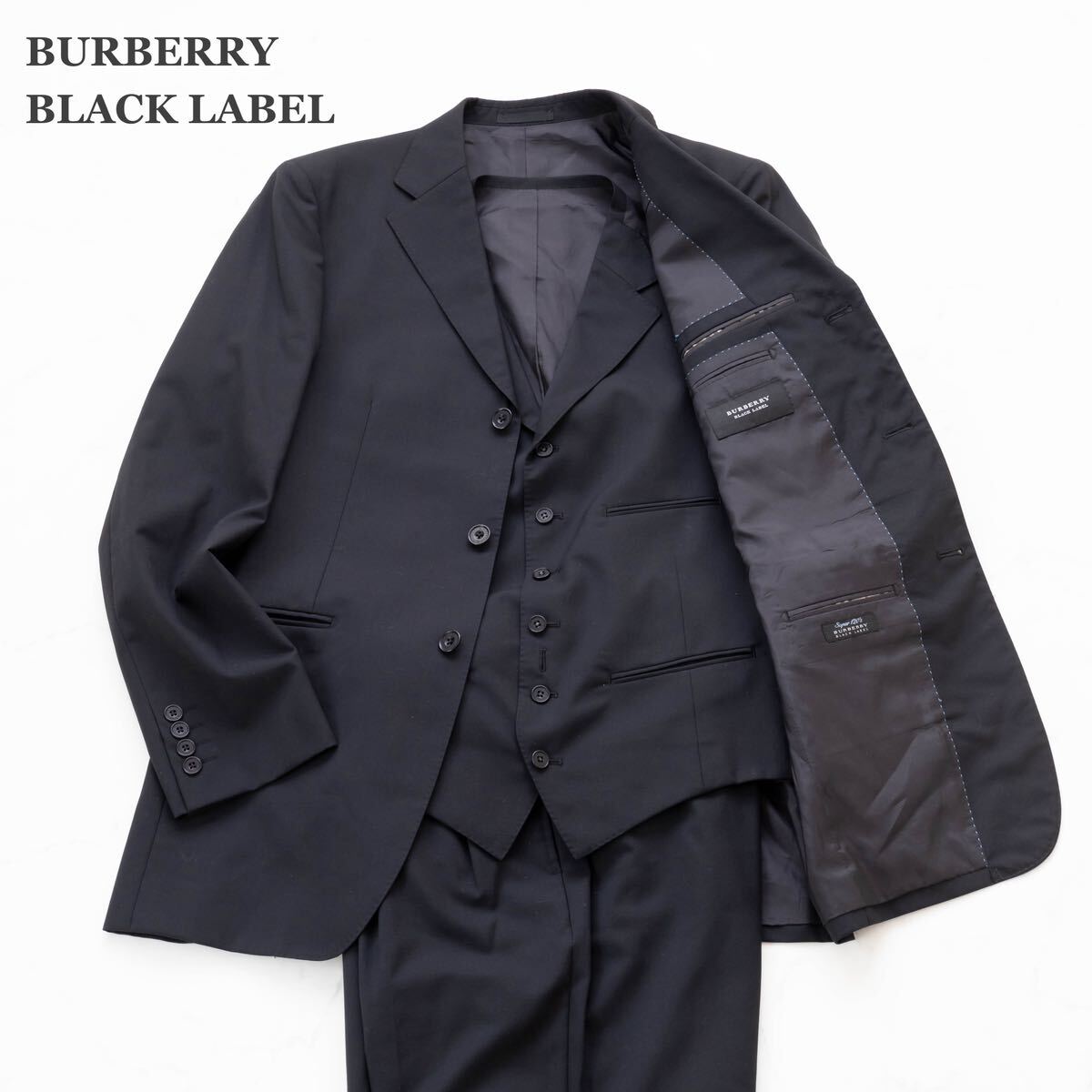 【BURBERRY BLACK LABEL】バーバリーブラックレーベル　3ピース　super120　XL_画像1