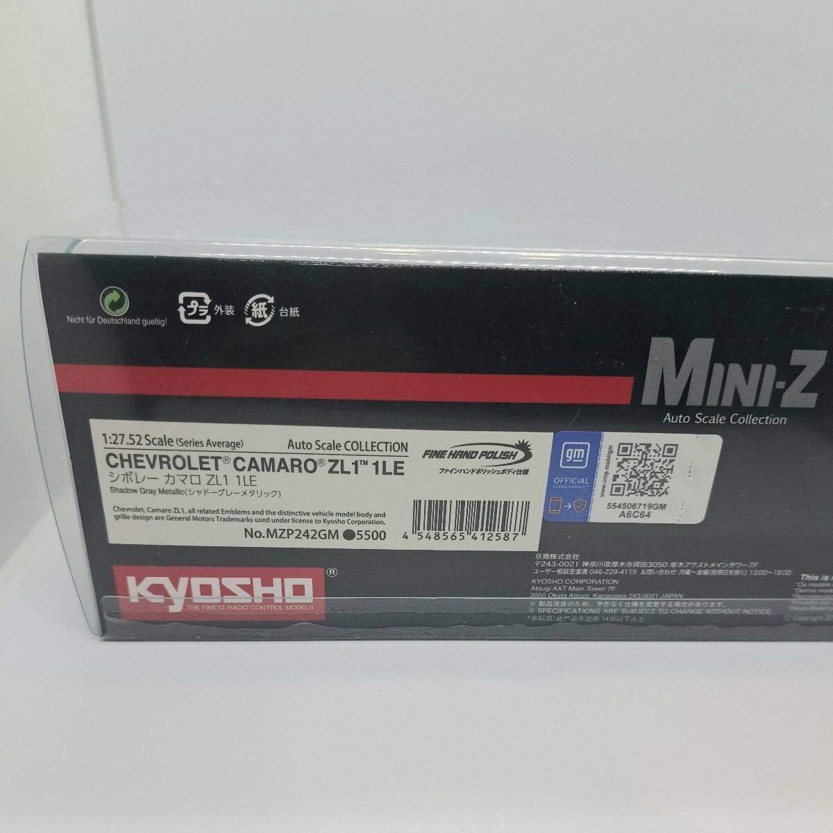 新品　京商 オートスケールコレクション　MZP242GM ASC MR03W-MM シボレー カマロ ZL1 1LE グレーメタリック _画像6