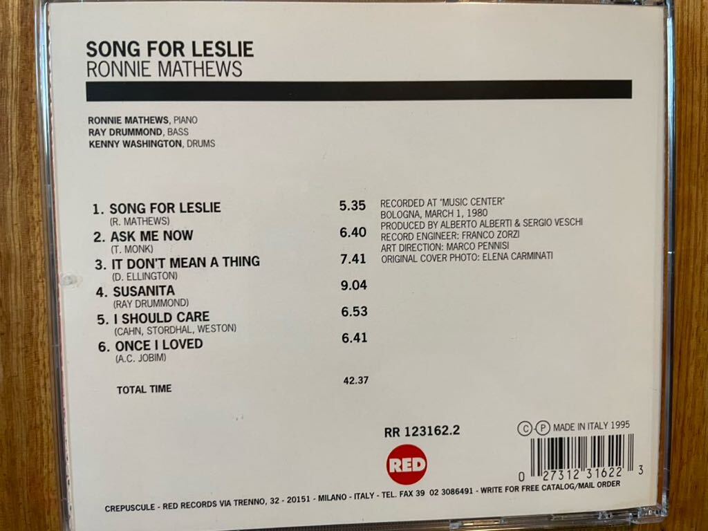 CD RONNIE MATHEWS / SONG FOR LESLIE_画像3