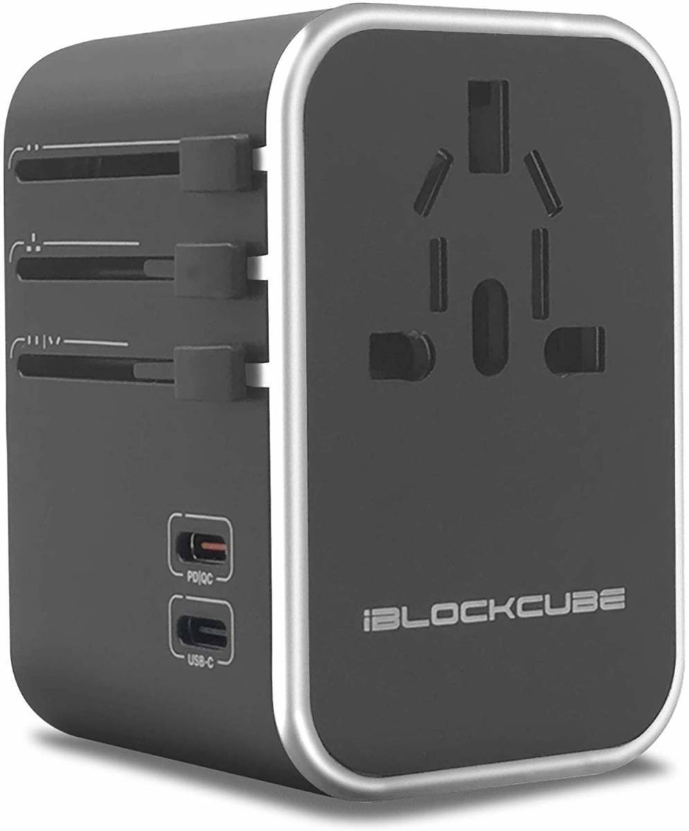 iBlockCube Nimble Series (Silver) Worldwide Travel Adapter　インテリジェント高速充電対応