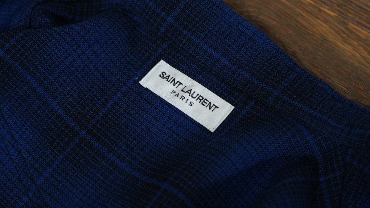 SAINT LAURENT PARIS ウェスタンチェックシャツ S ブルー サンローランパリの画像6