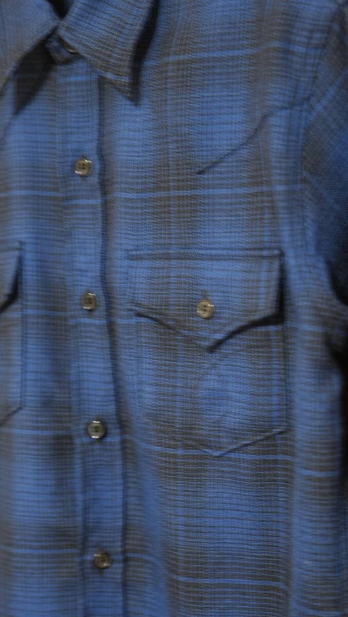 SAINT LAURENT PARIS ウェスタンチェックシャツ S ブルー サンローランパリの画像3
