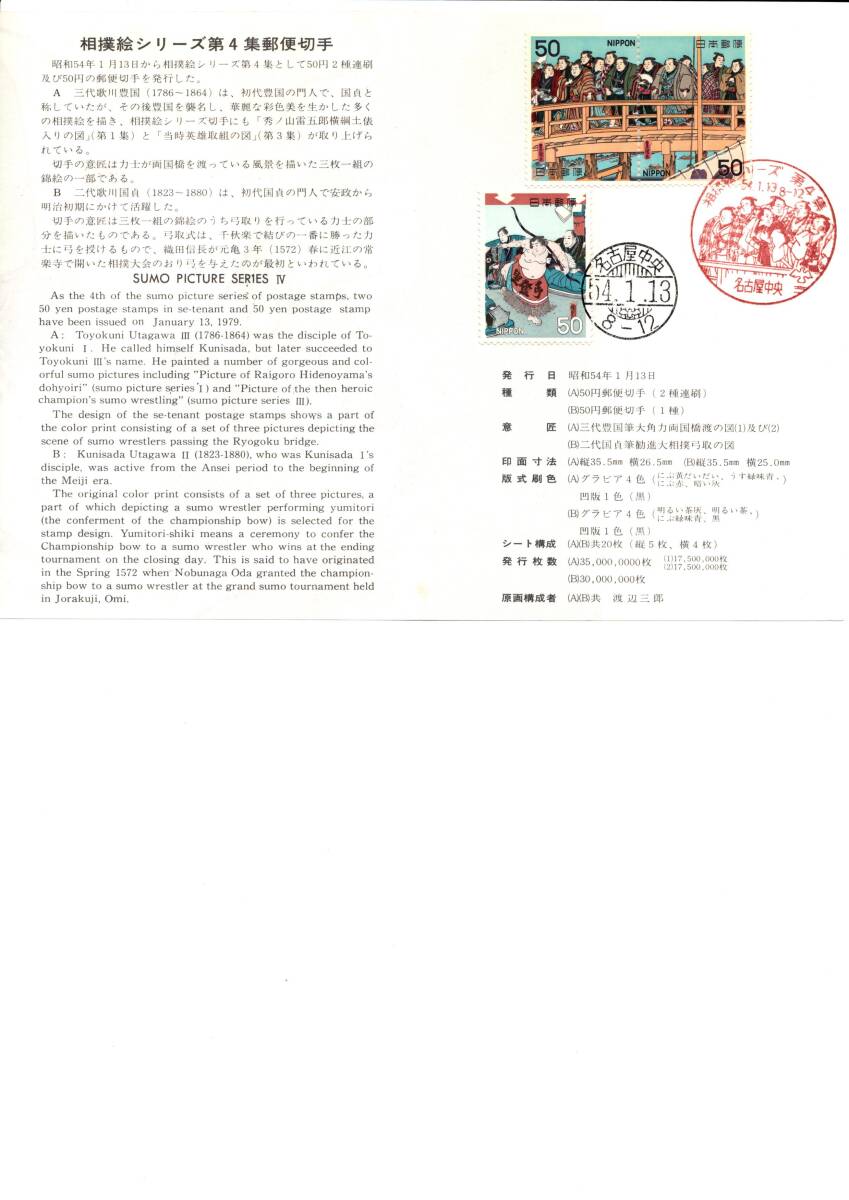 相撲絵シリーズ 未使用切手10シート まとめ売り（総額￥10,000） 送料無料 の画像8